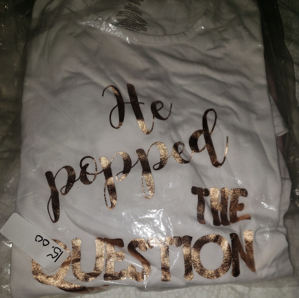 White and gold engagement tshirt gown